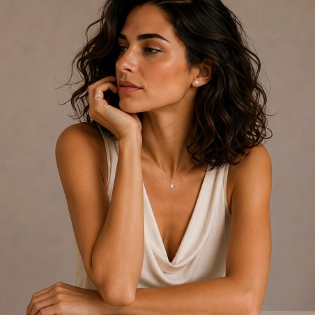 Orecchini punto luce in oro bianco 375/°°° con diamante lab-grown