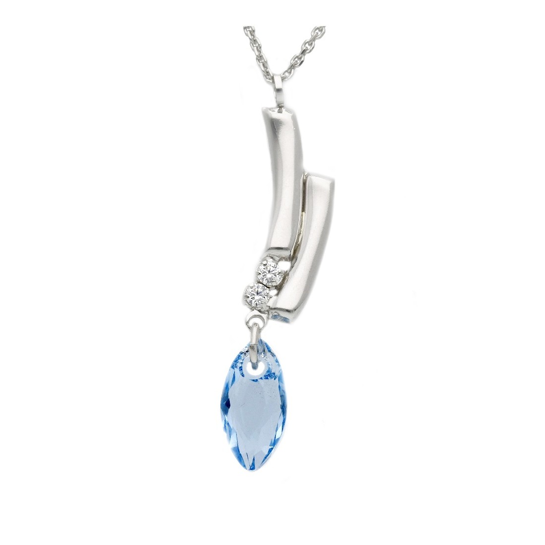 Girocollo in argento 925/ooo zirconia cubica e cristallo artificiale azzurro