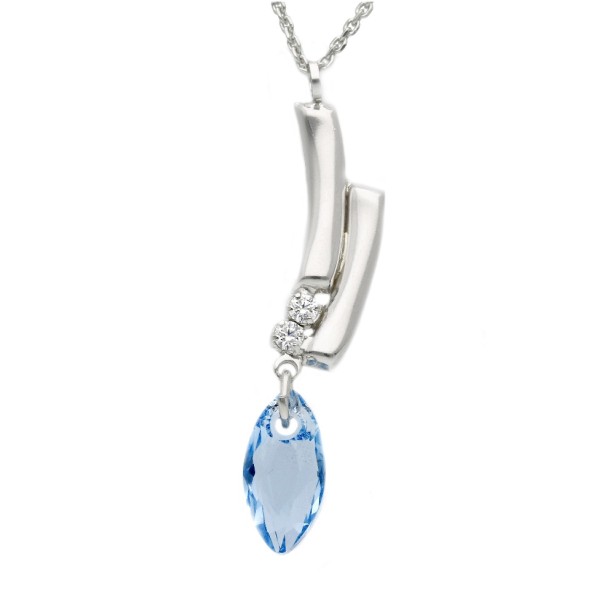 Girocollo in argento 925/ooo zirconia cubica e cristallo artificiale azzurro