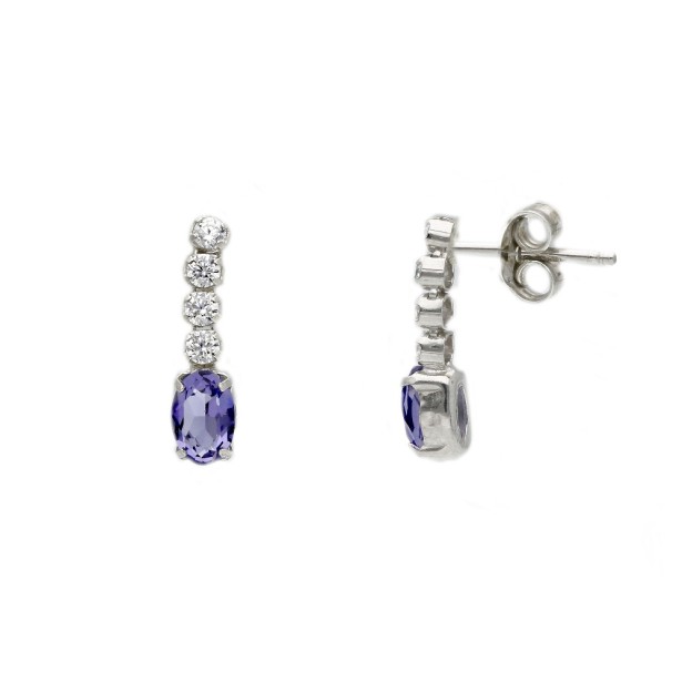 Orecchini pendenti in argento 925/ooo zirconia cubica e cristallo artificiale viola