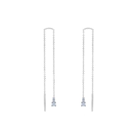 Orecchini pendenti oro bianco 375/ooo e zirconia cubica