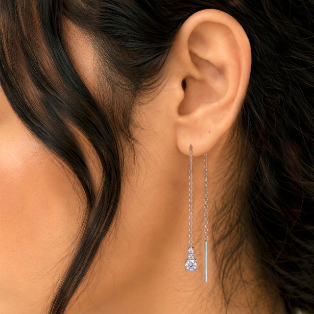 Orecchini pendenti oro bianco 375/ooo e zirconia cubica