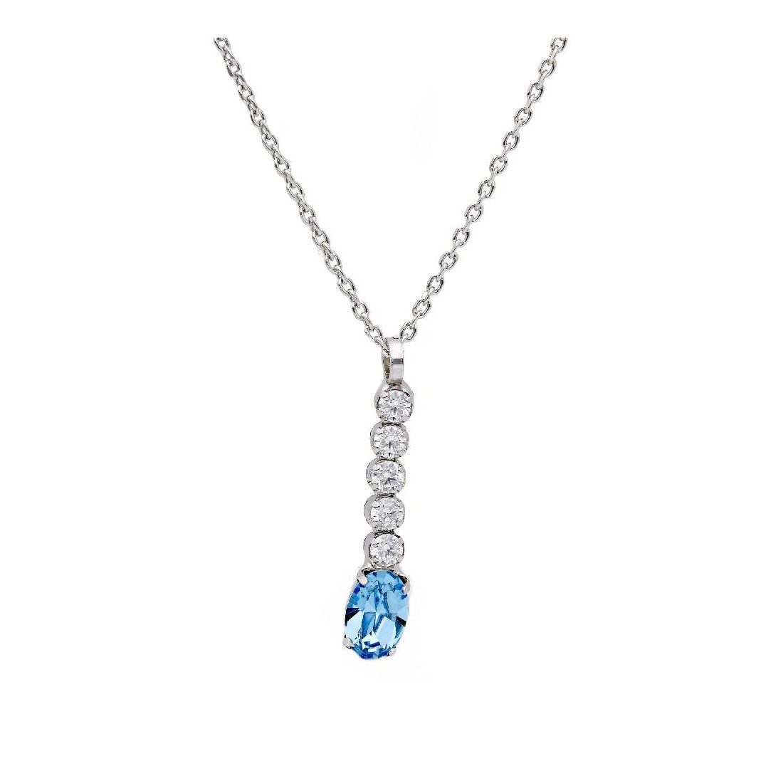 Girocollo in argento 925/ooo zirconia cubica e cristallo artificiale azzurro