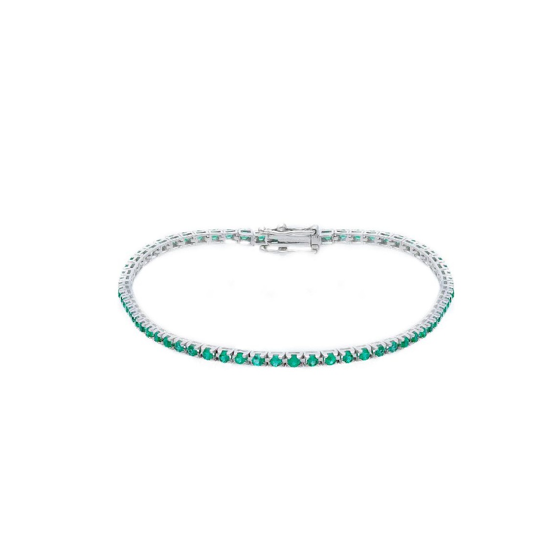 Bracciale tennis in oro bianco 750/°°° e smeraldo