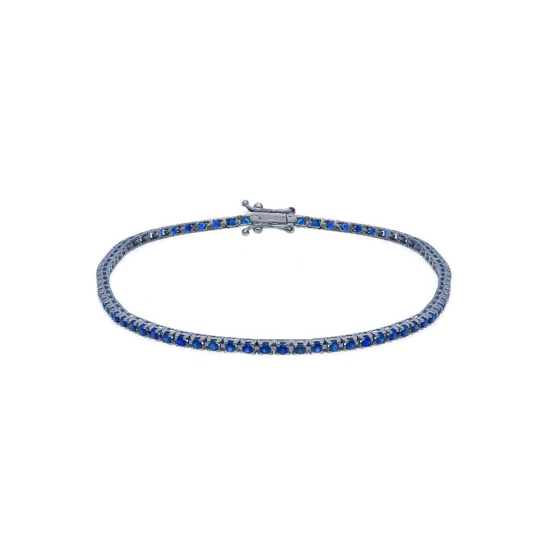 Bracciale tennis in oro brunito 750/°°° e zaffiro