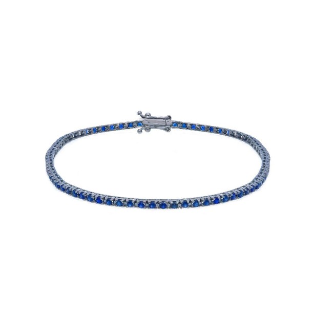 Bracciale tennis in oro brunito 750/°°° e zaffiro