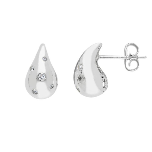Orecchini in oro bianco 375/°°° e diamante con goccia