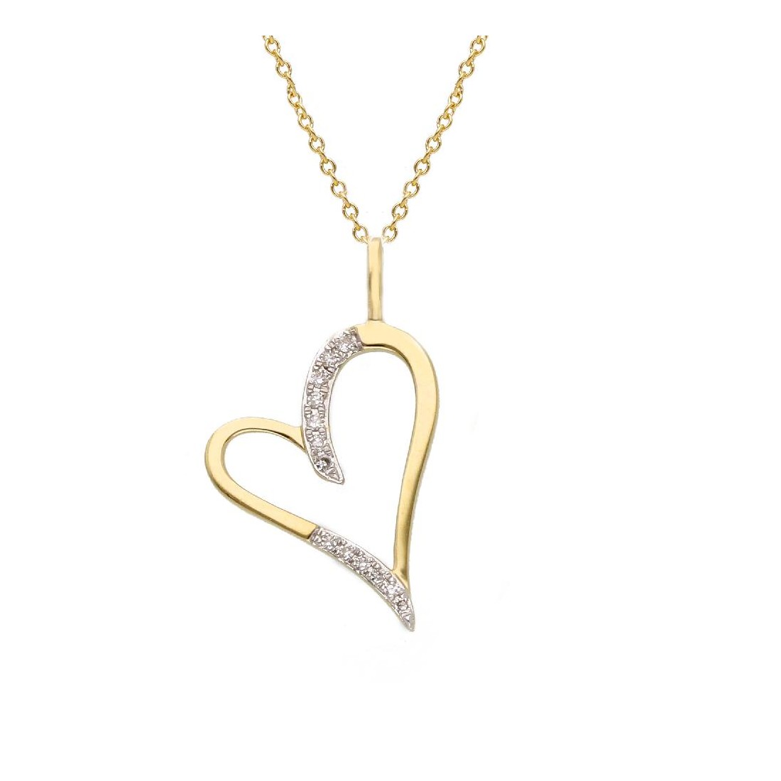 Girocollo in oro giallo 375/°°° e diamante con cuore
