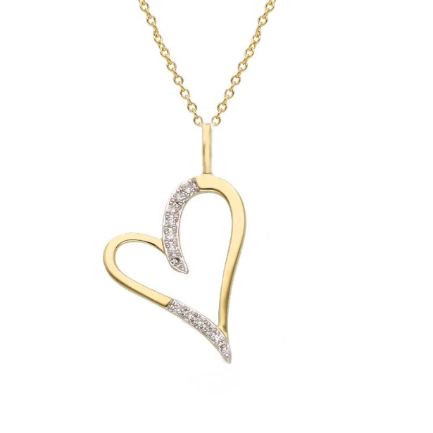 Girocollo in oro giallo 375/°°° e diamante con cuore