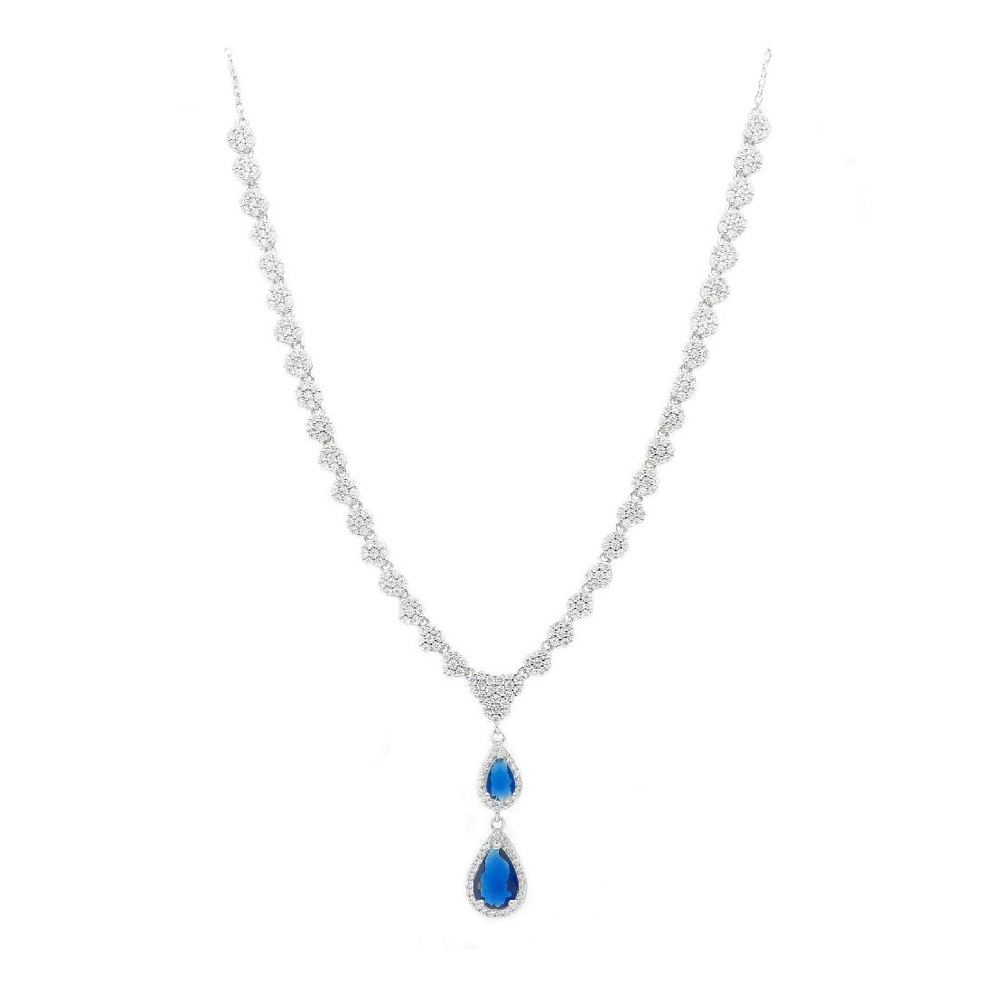 Girocollo tennis in argento 925/ooo zirconia cubica e cristallo artificiale con goccia