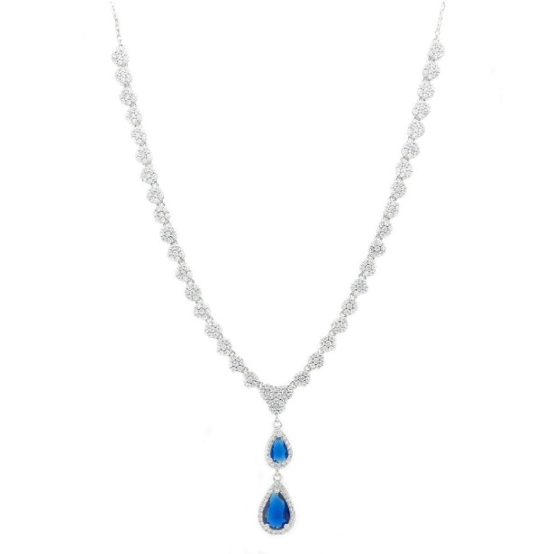 Girocollo tennis in argento 925/ooo zirconia cubica e cristallo artificiale con goccia