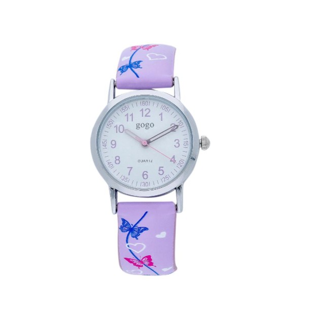 Orologio in metallo e gomma con farfalle