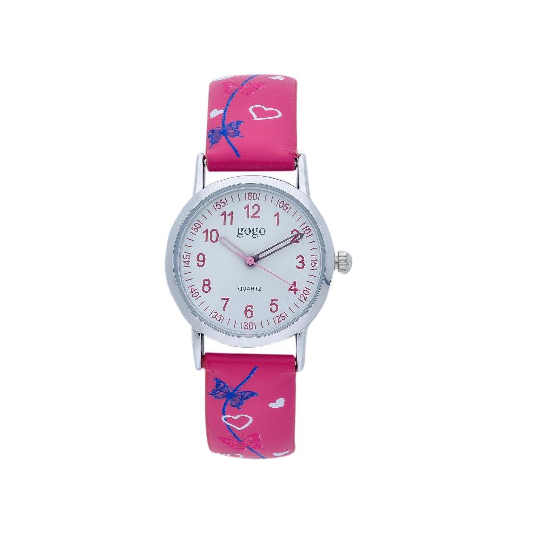 Orologio in metallo e gomma con farfalle