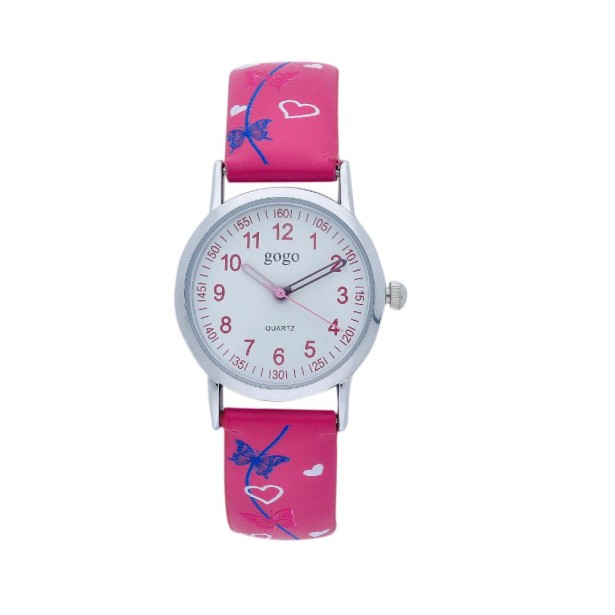 Orologio in metallo e gomma con farfalle