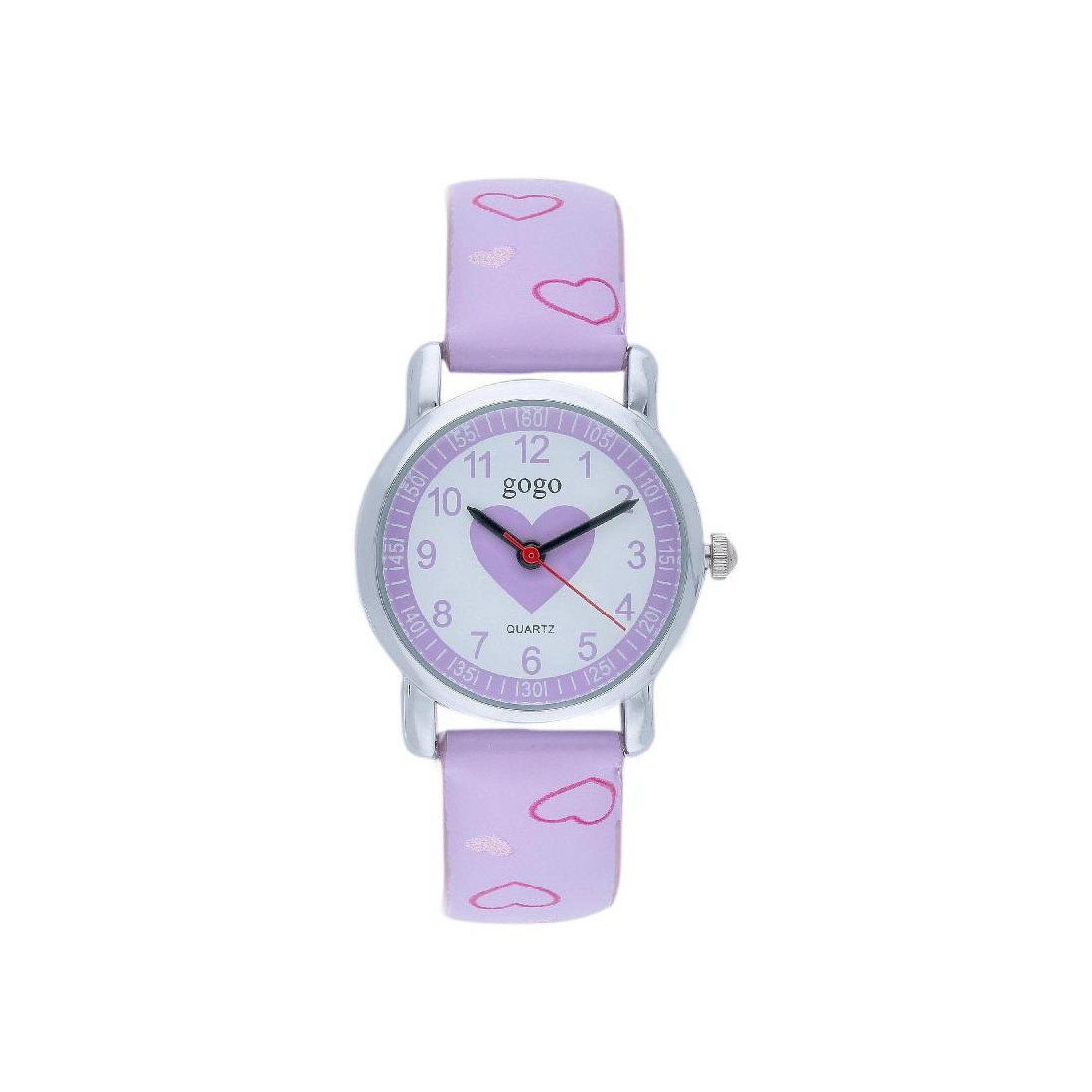 Orologio in metallo e gomma con cuori