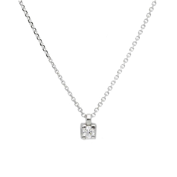 Girocollo punto luce in oro bianco 375/°°° e diamante