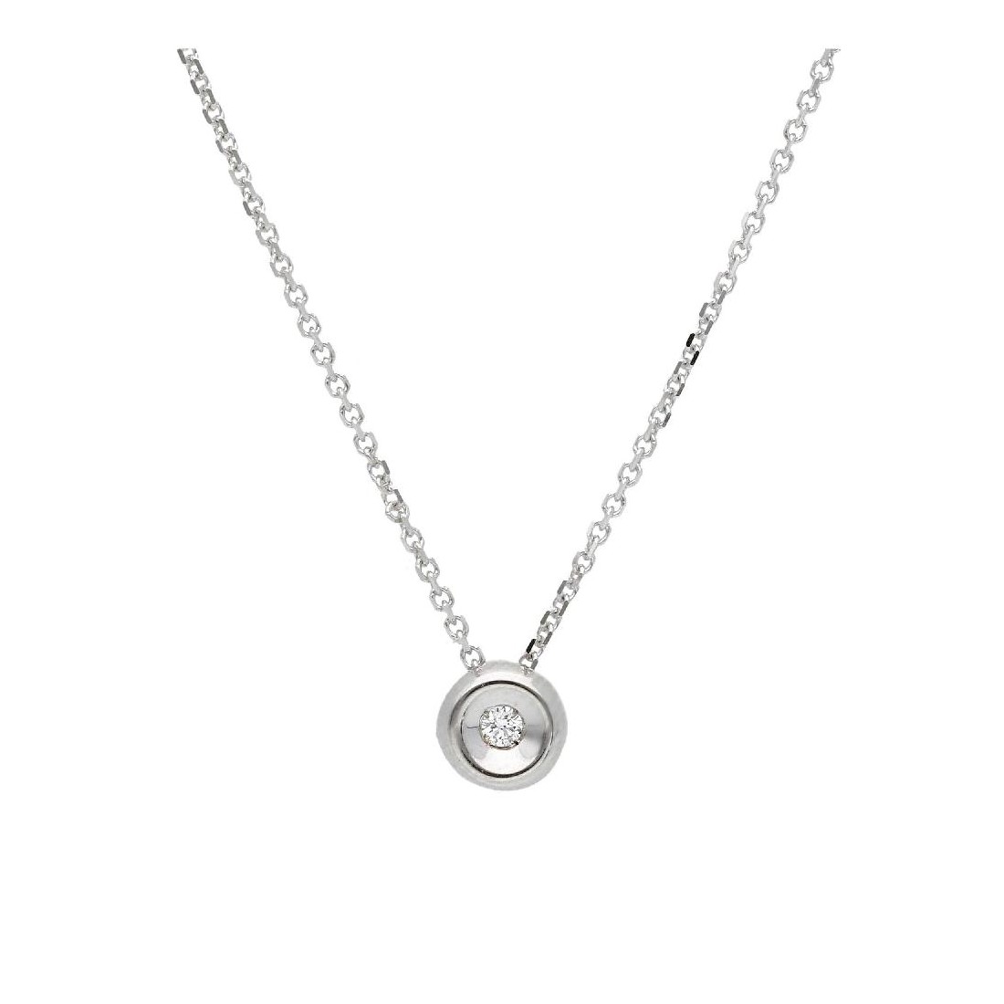 Girocollo punto luce in oro bianco 375/°°° e diamante