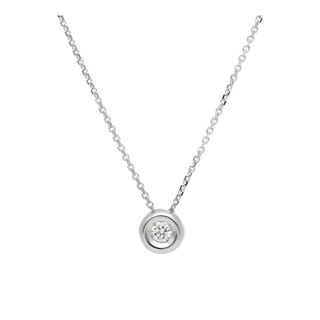 Girocollo punto luce in oro bianco 375/°°° e diamante