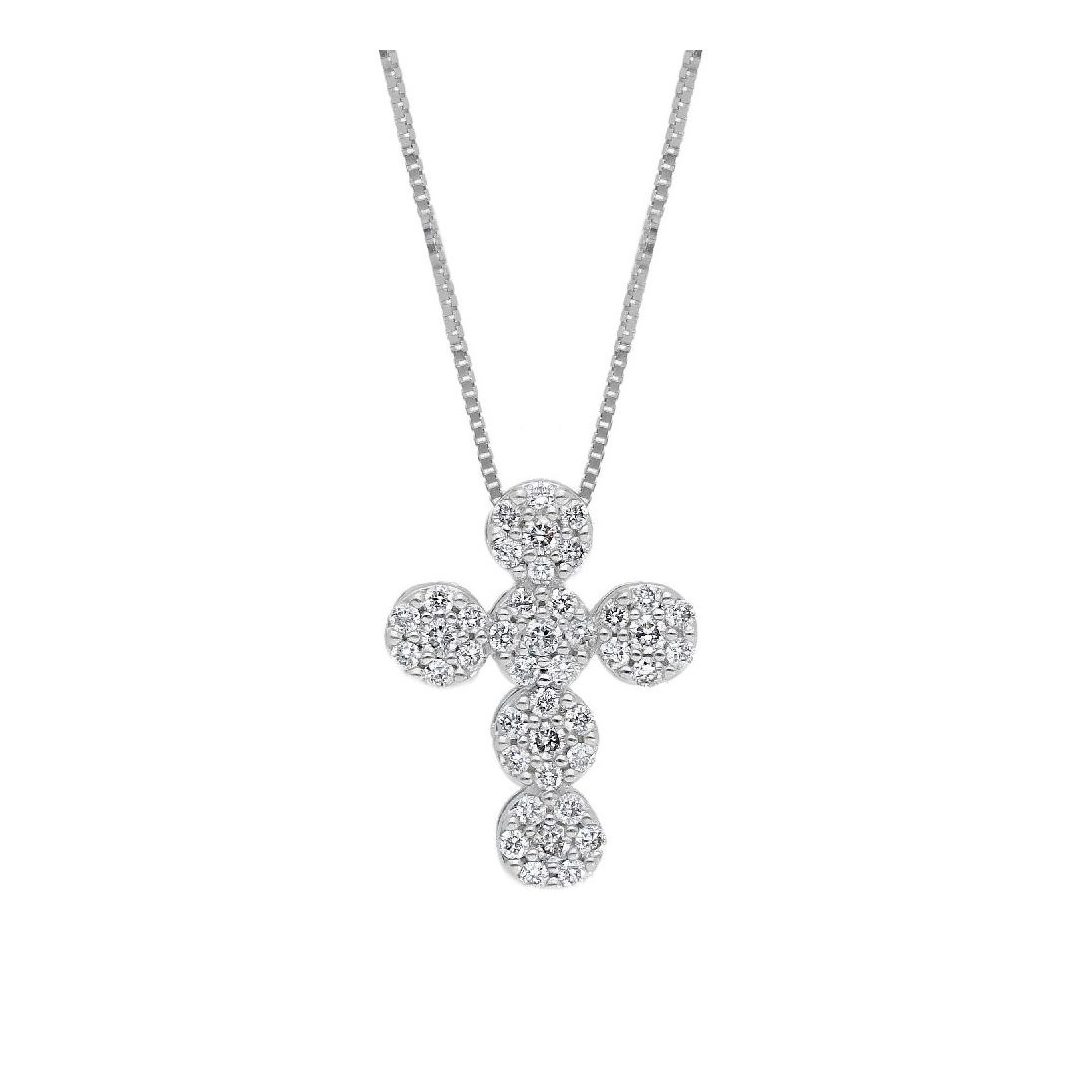 Girocollo in oro bianco 750/°°° e diamante con croce