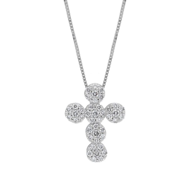 Girocollo in oro bianco 750/°°° e diamante con croce