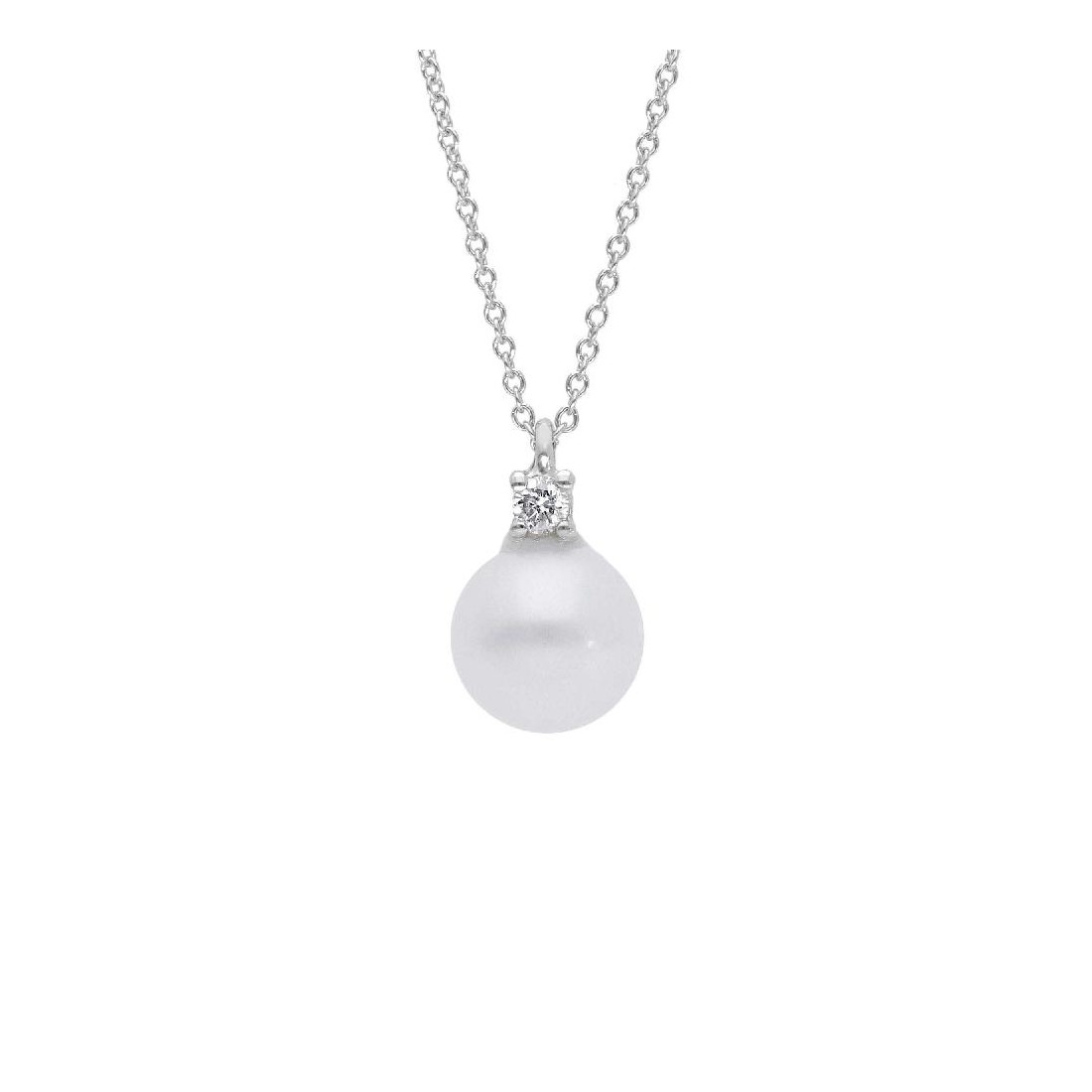 Girocollo in oro bianco 750/°°° diamante e perla