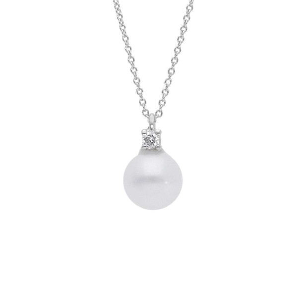 Girocollo in oro bianco 750/°°° diamante e perla
