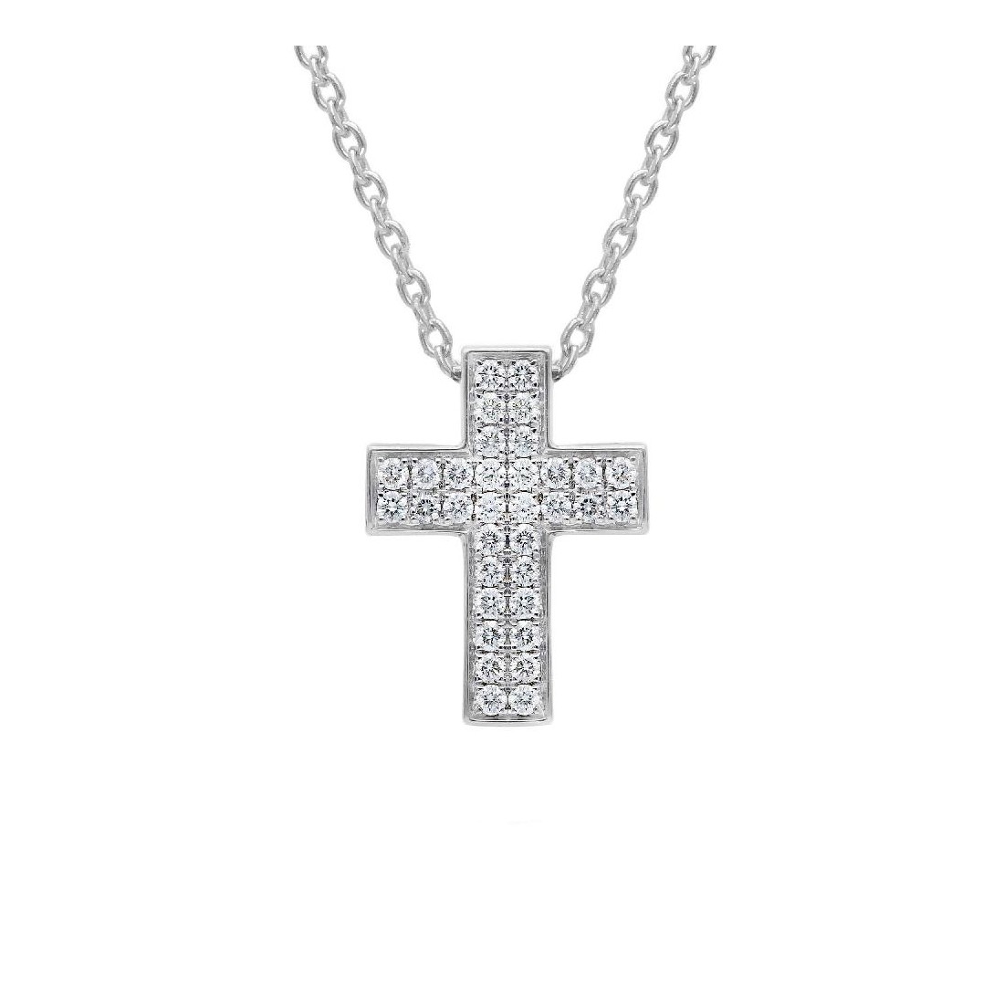 Girocollo in oro bianco 750/°°° e diamante con croce