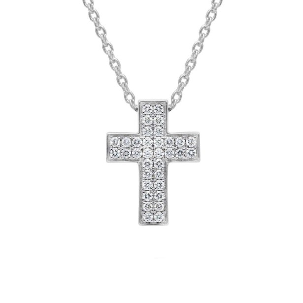Girocollo in oro bianco 750/°°° e diamante con croce