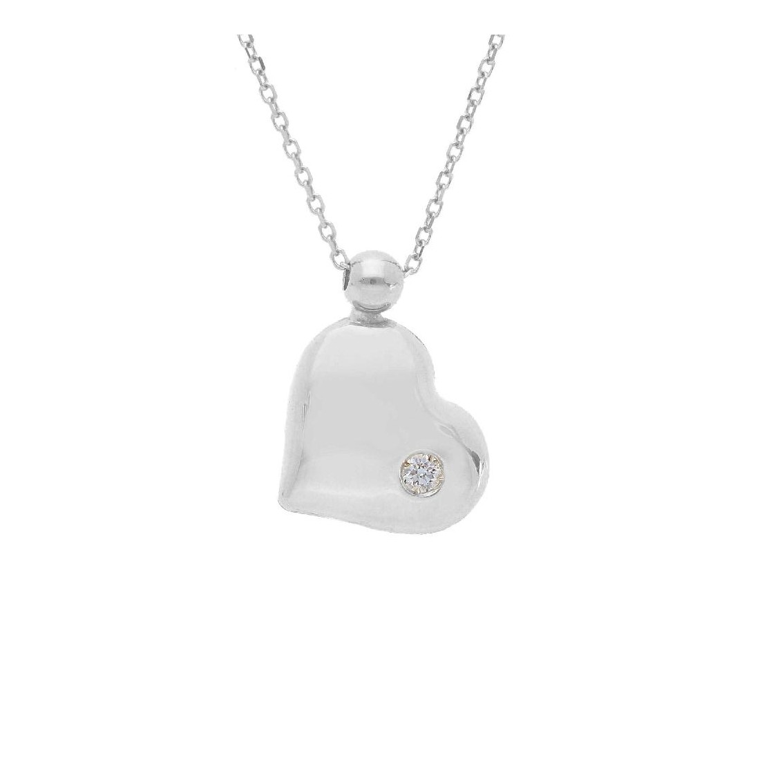 Girocollo in oro bianco 750/°°° e diamante con cuore
