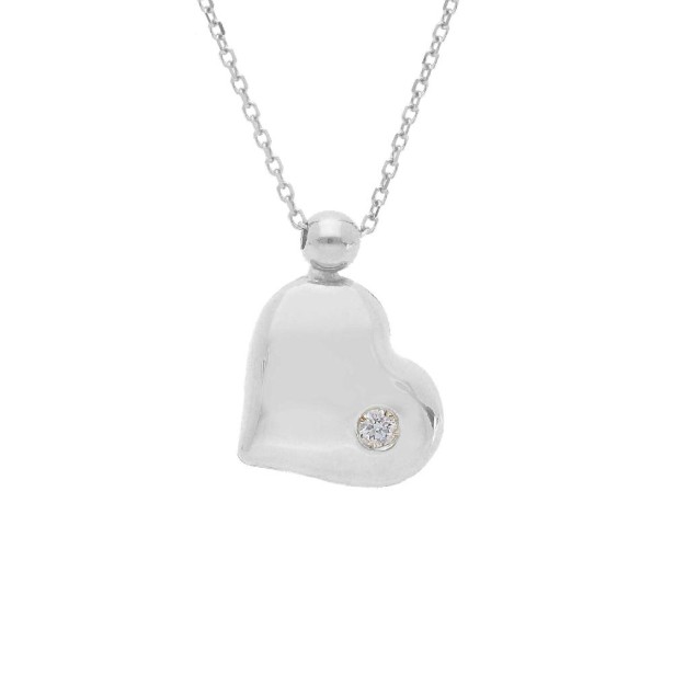 Girocollo in oro bianco 750/°°° e diamante con cuore
