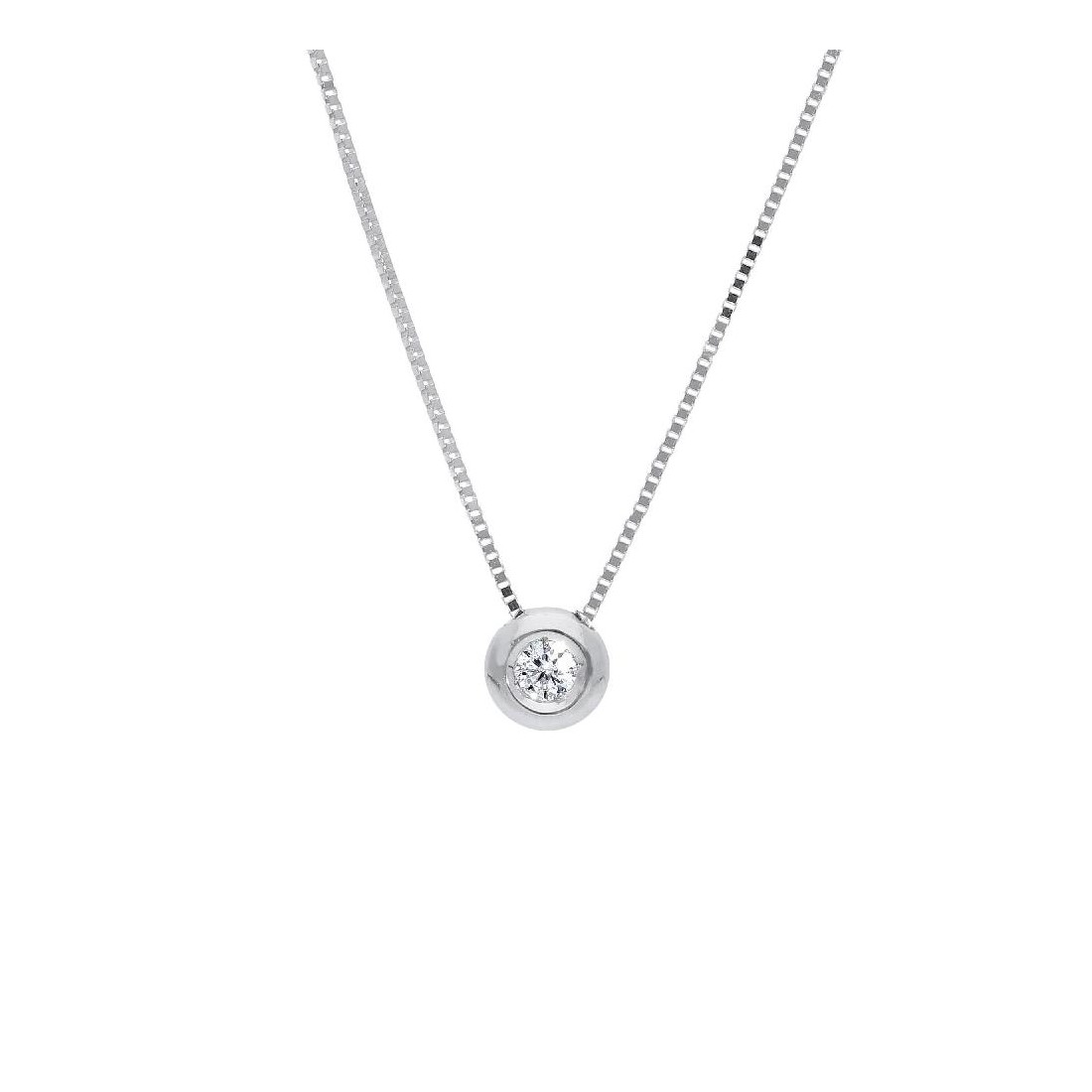 Girocollo punto luce in oro bianco 750/°°° e diamante