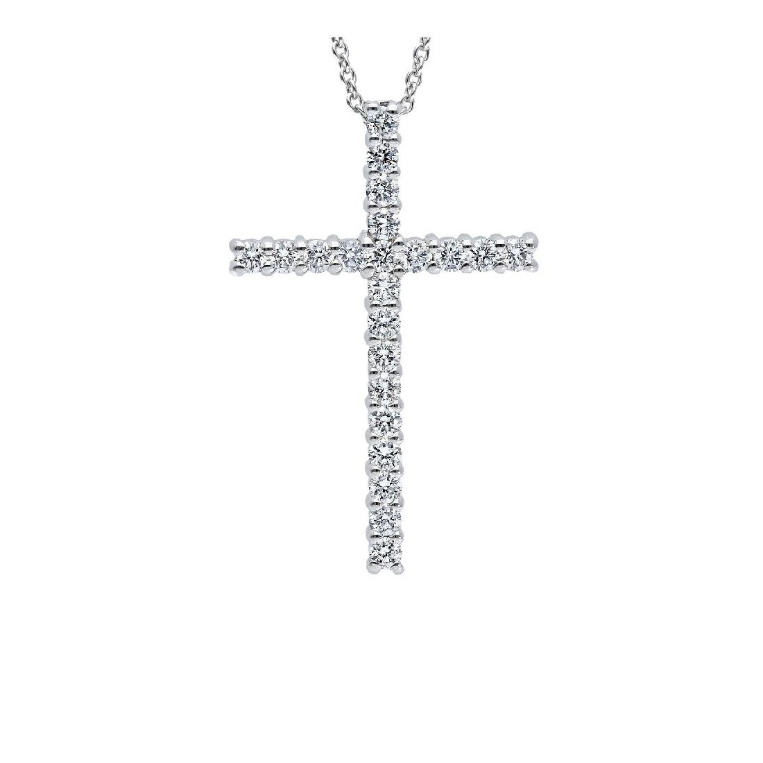 Girocollo in oro bianco 750/°°° e diamante con croce