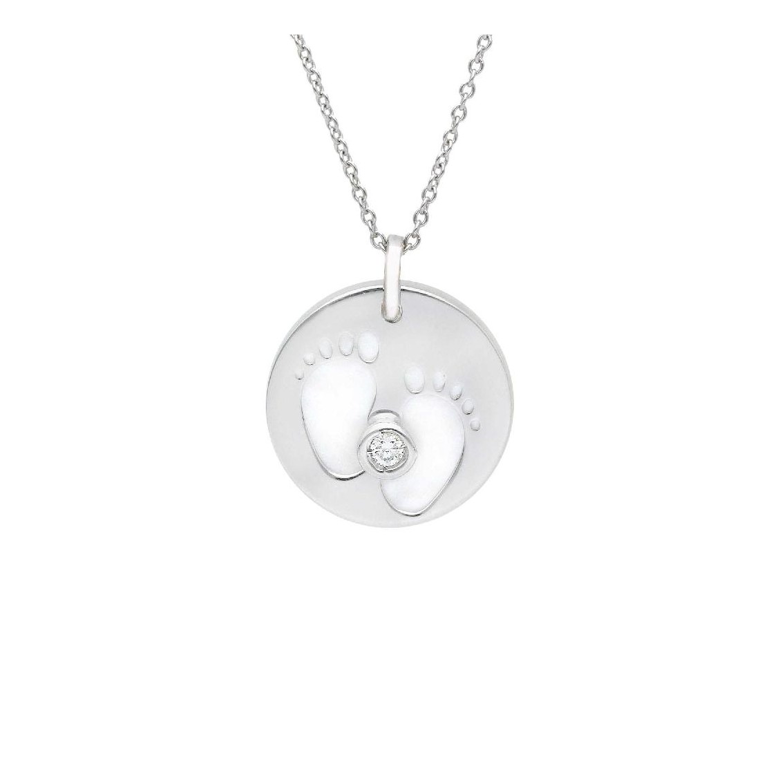 Girocollo in oro bianco 750/°°° diamante e madreperla