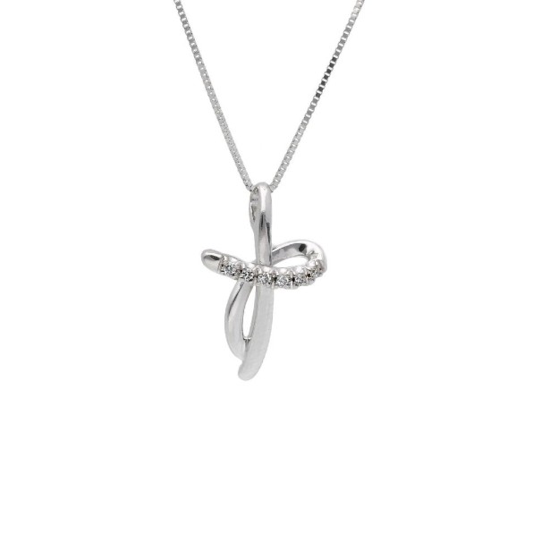 Girocollo in oro bianco 750/°°° e diamante con croce
