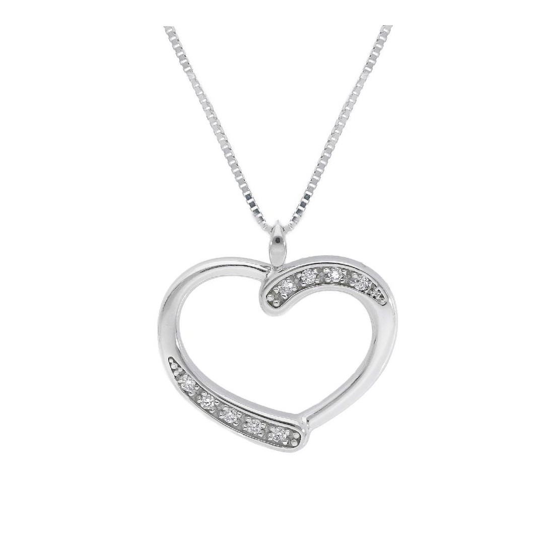 Girocollo in oro bianco 750/°°° e diamante con cuore
