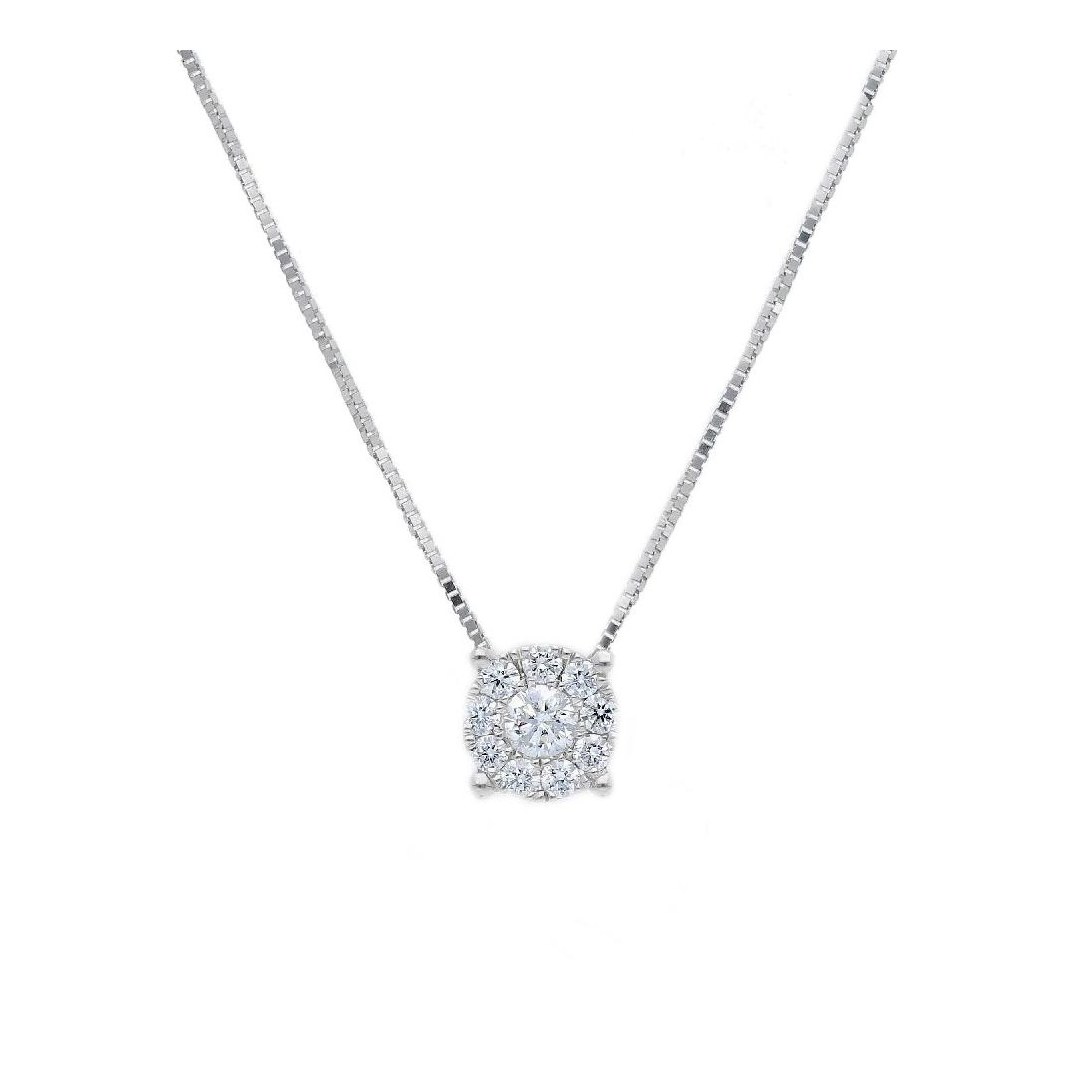 Girocollo punto luce in oro bianco 750/°°° e diamante