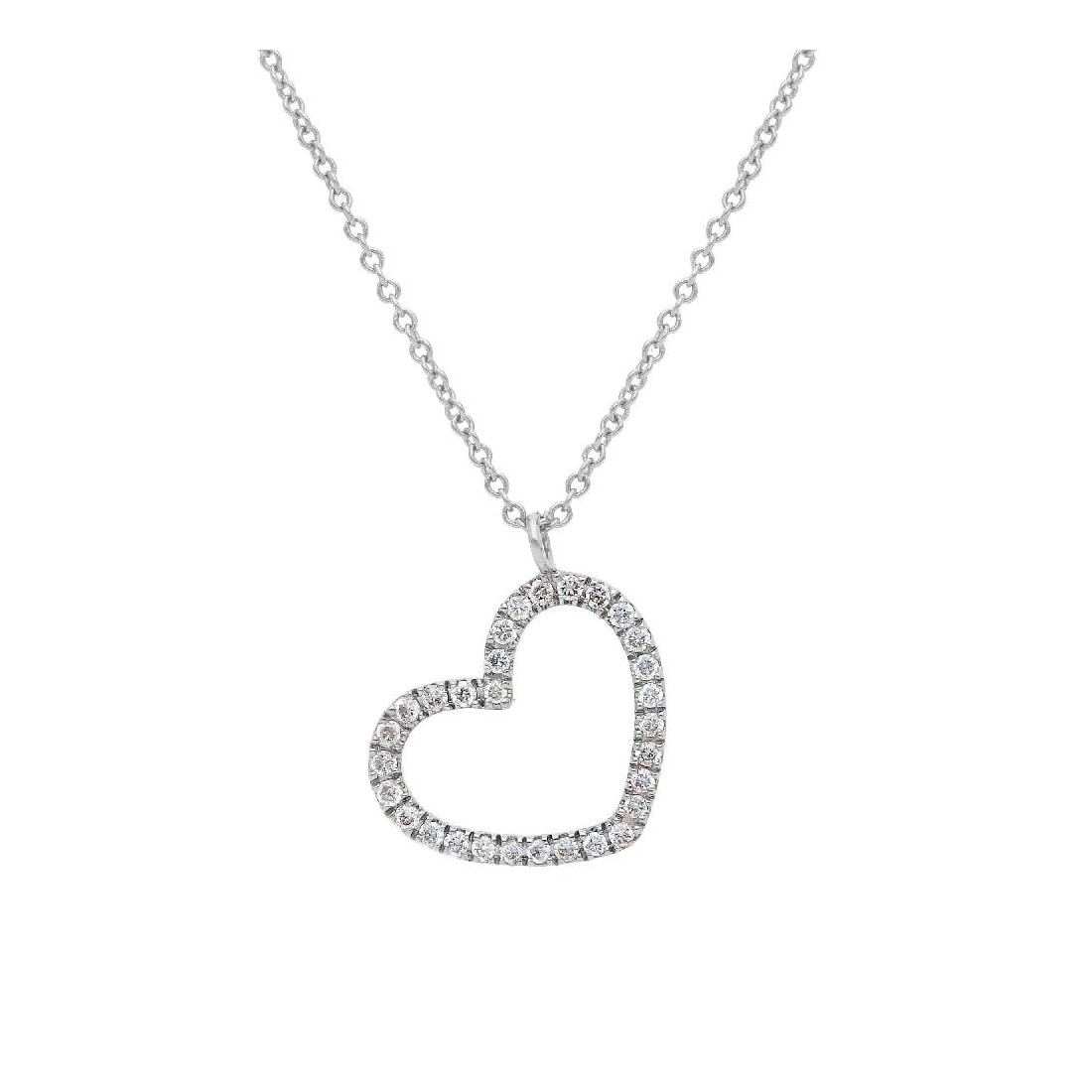 Girocollo in oro bianco 750/°°° e diamante con cuore