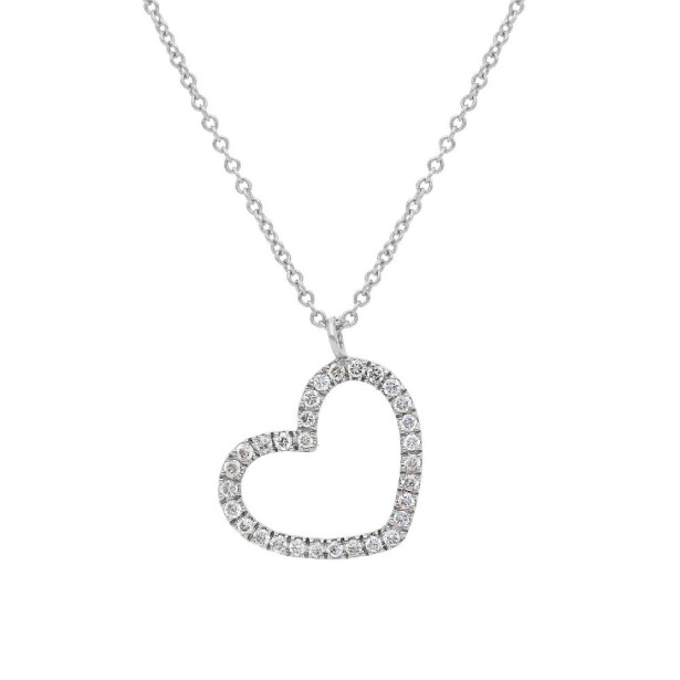 Girocollo in oro bianco 750/°°° e diamante con cuore
