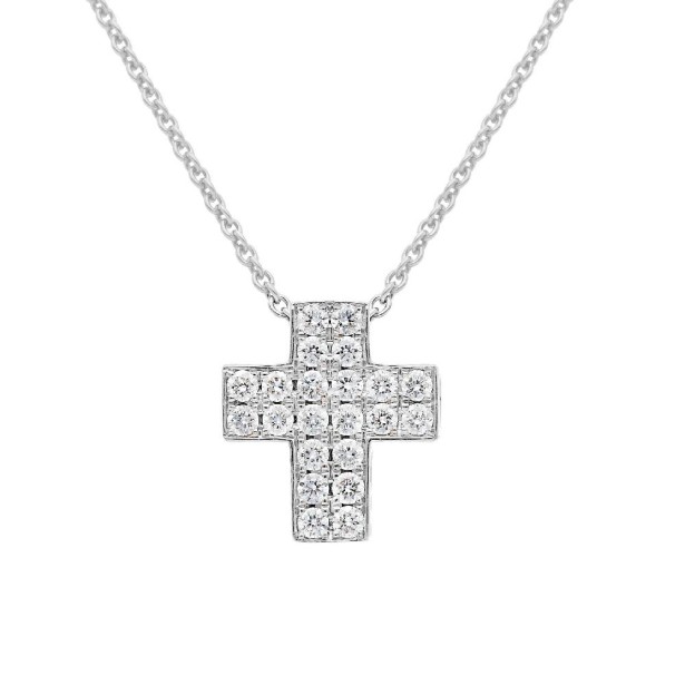 Girocollo in oro bianco 750/°°° e diamante con croce