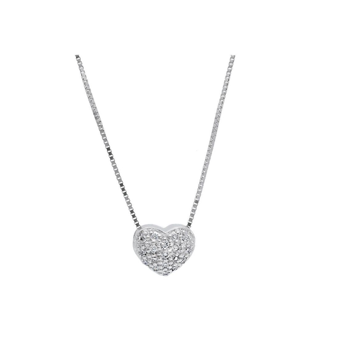 Girocollo in oro bianco 750/°°° e diamante con cuore