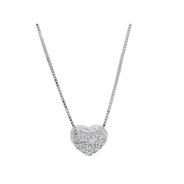 Girocollo in oro bianco 750/°°° e diamante con cuore