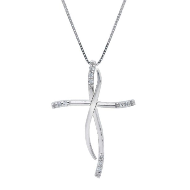 Girocollo in oro bianco 750/°°° e diamante con croce