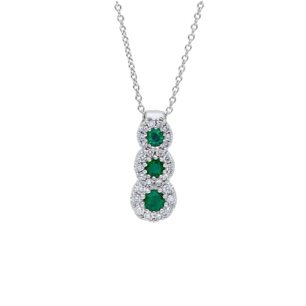 Girocollo trilogy in oro bianco 750/°°° diamante e smeraldo