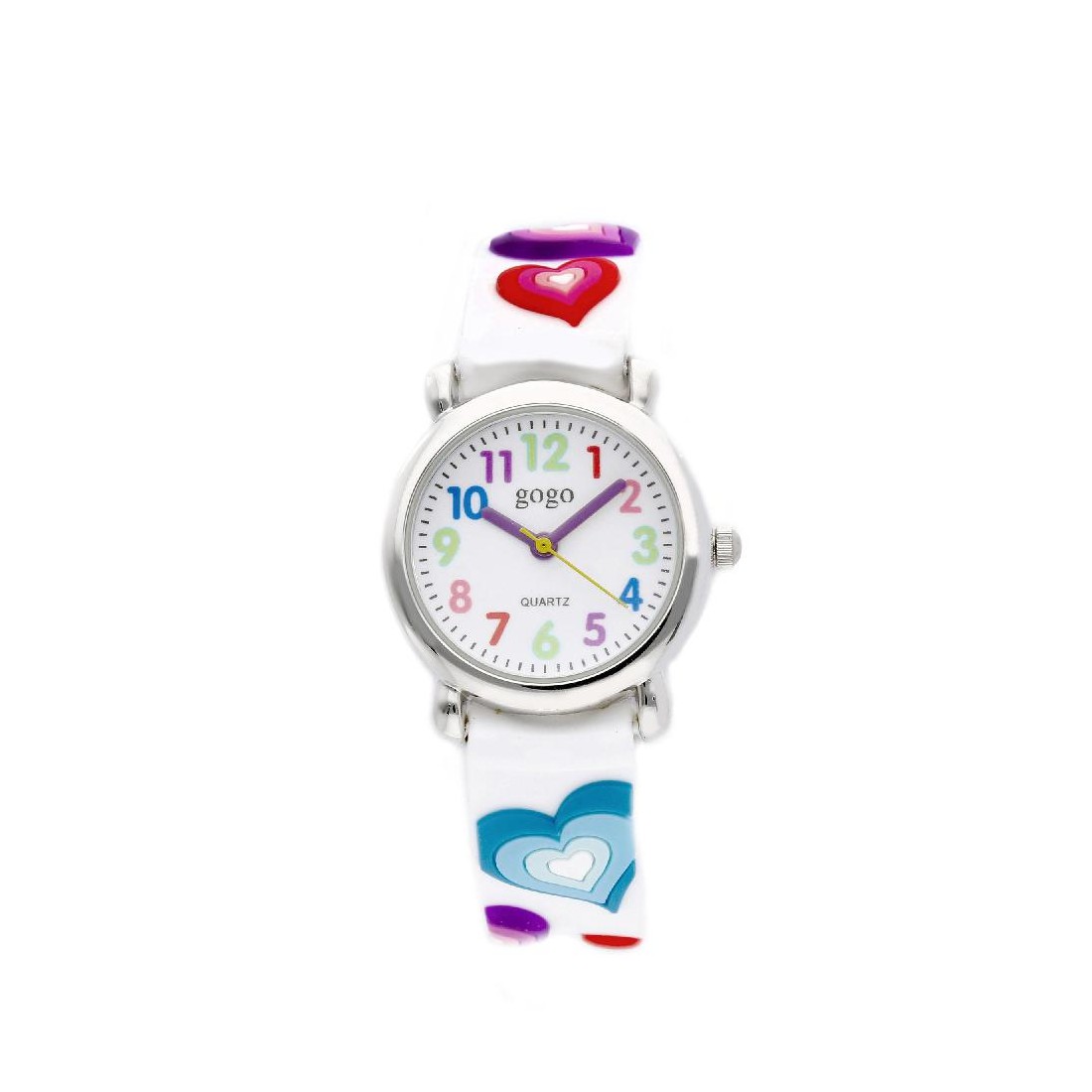 Orologio in acciaio e gomma con cuori