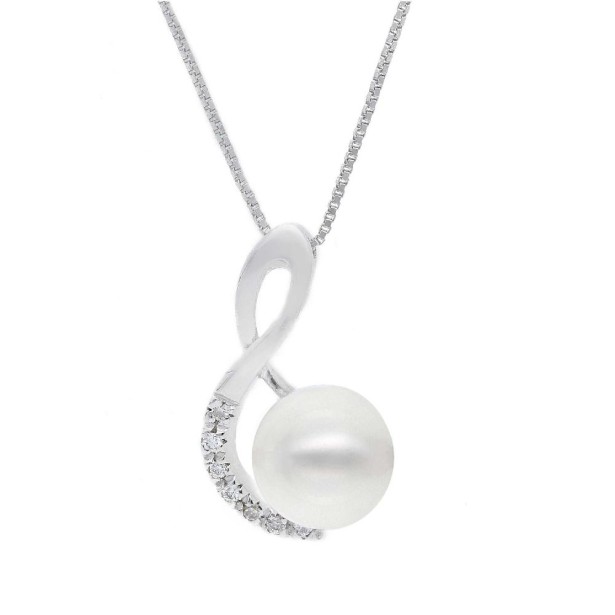 Girocollo in oro bianco 750/°°° diamante e perla