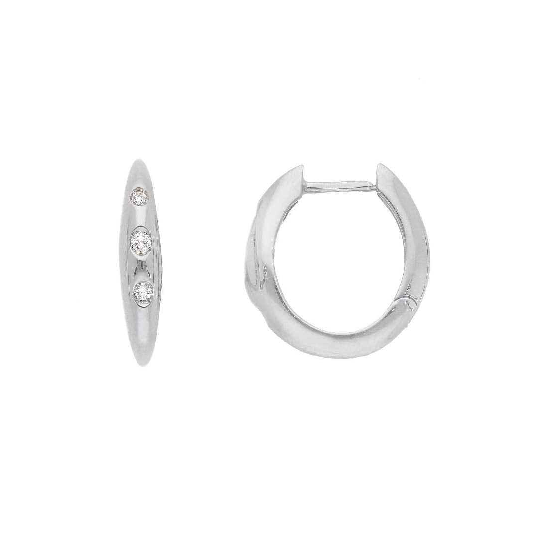 Orecchini cerchio in oro bianco 750/°°° e diamante