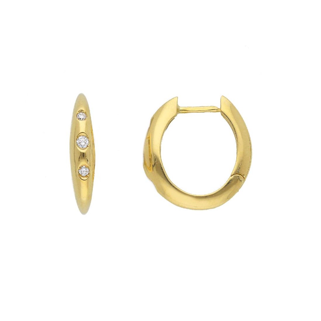 Orecchini cerchio in oro giallo 750/°°° e diamante