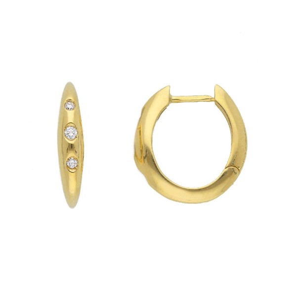 Orecchini cerchio in oro giallo 750/°°° e diamante
