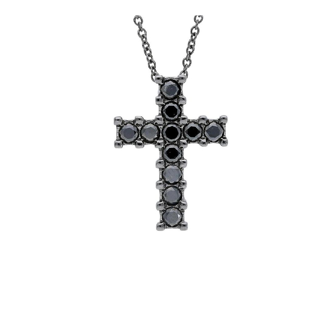 Girocollo in oro brunito 750/°°° e diamante black con croce