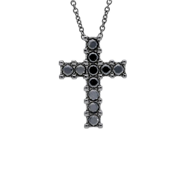 Girocollo in oro brunito 750/°°° e diamante black con croce
